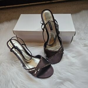 Caparros Brown Satin Strappy Heels